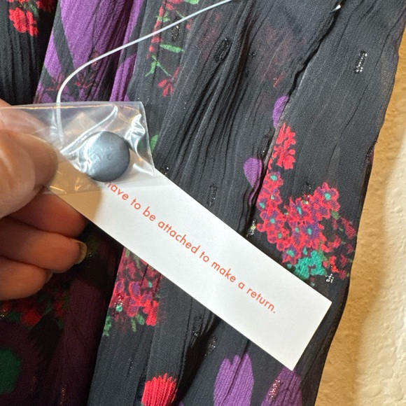 Modcloth Meow Bouquet Pleated Chiffon Midi Skirt Black Floral Button Front 18W - Picture 6 of 13